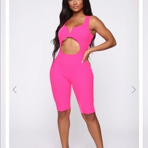 Pink Cut Out Ribbed Romper